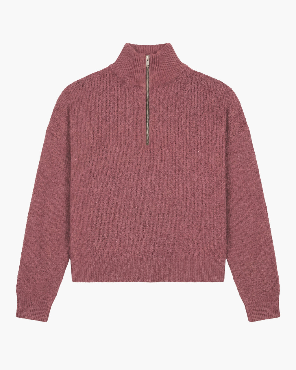 Berry linen-cotton Half Zip