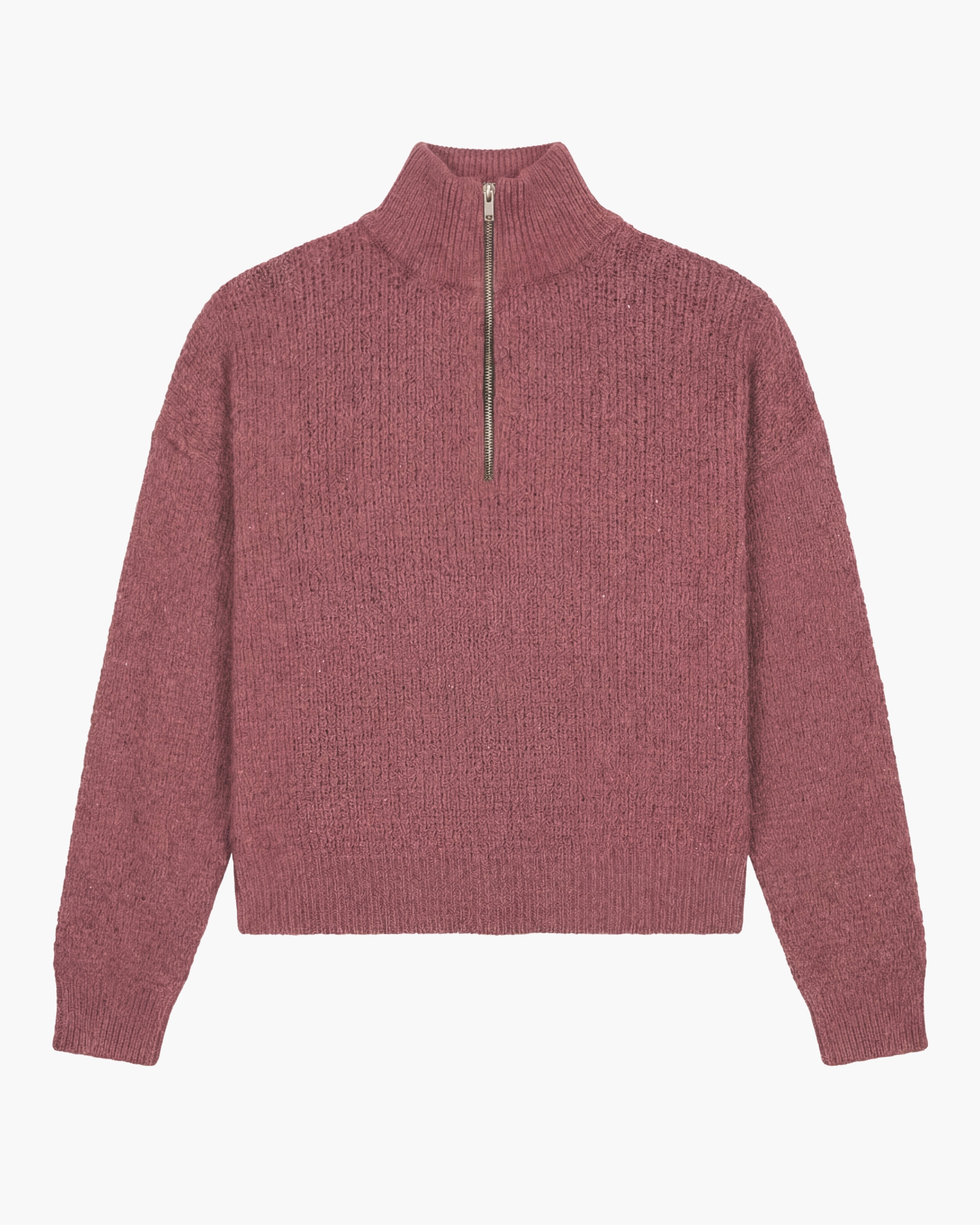 Berry linen-cotton Half Zip