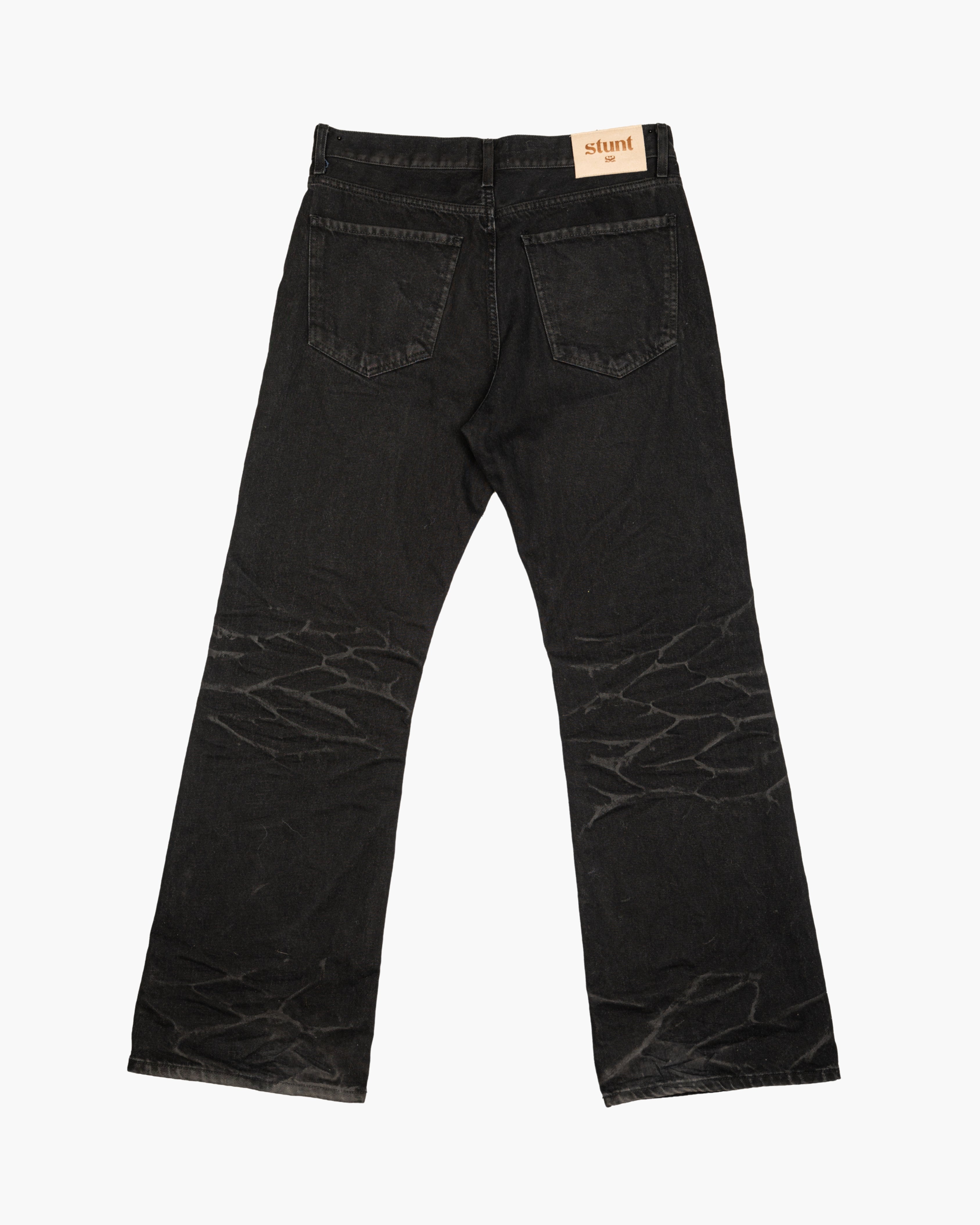 Coated Deep Black Bootcut Denim
