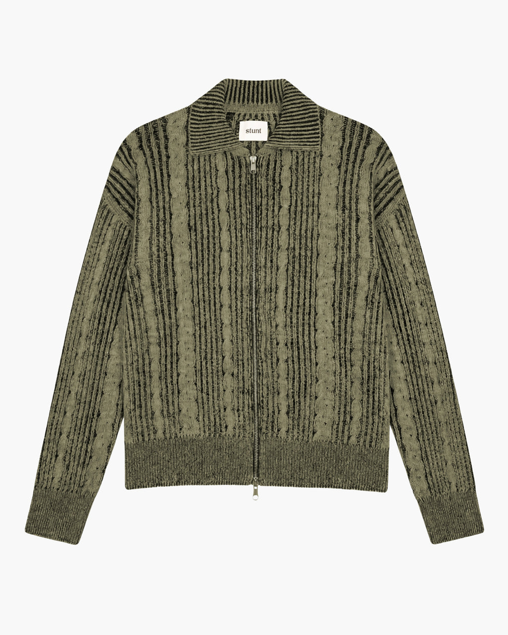 Khaki Full Zip Cardigan