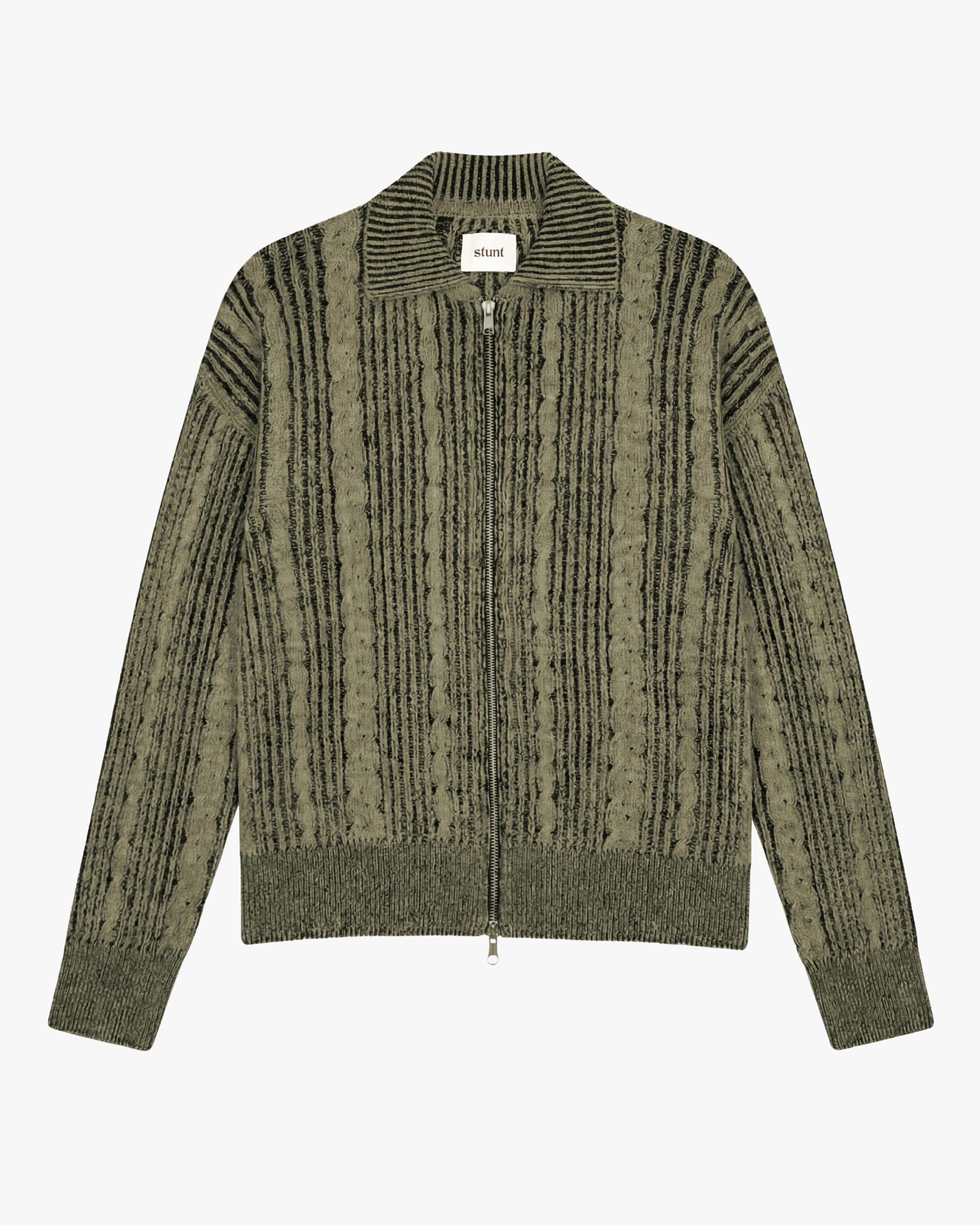 Khaki Full Zip Cardigan