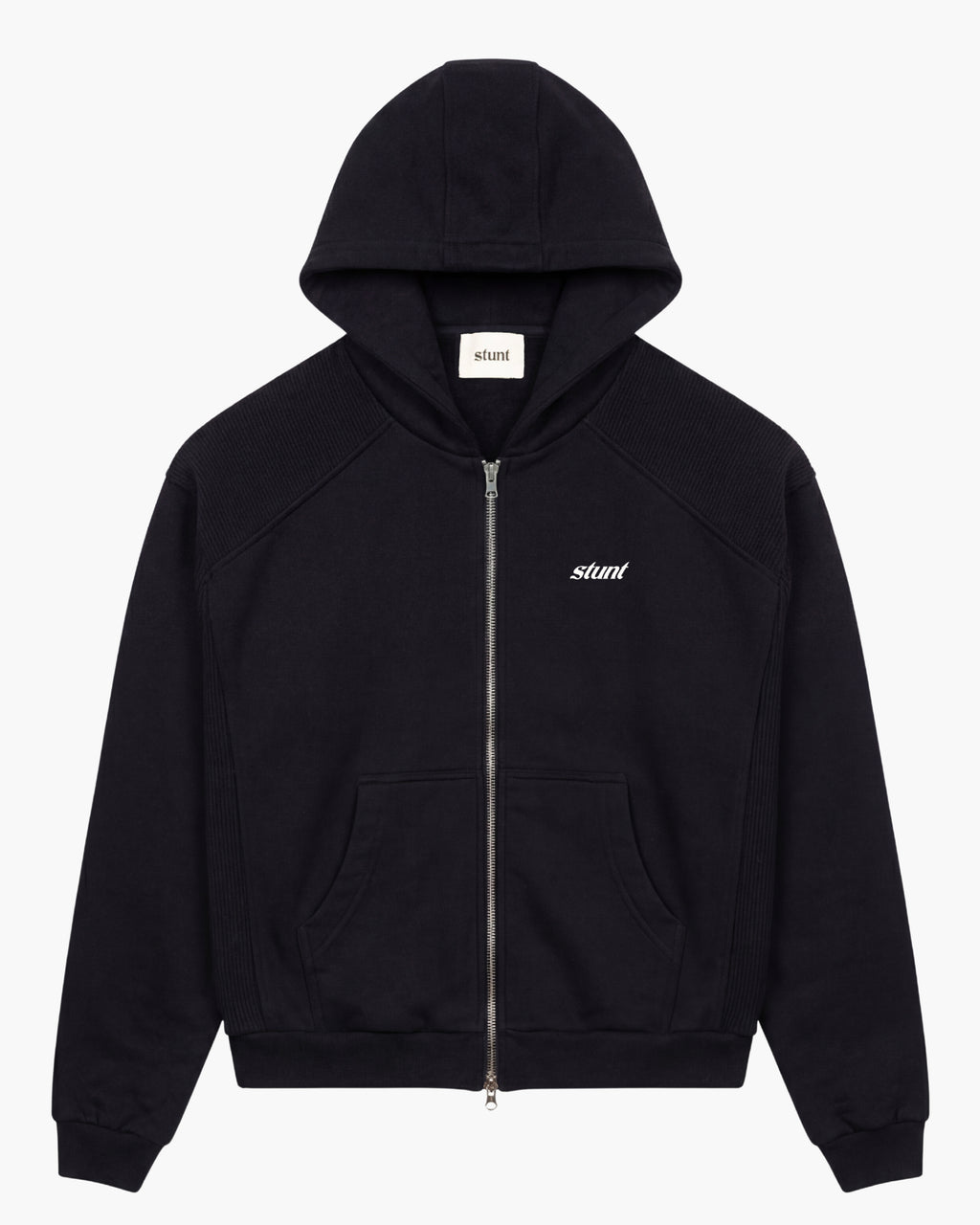 Black Heavy Cotton Logo Zip Hoodie