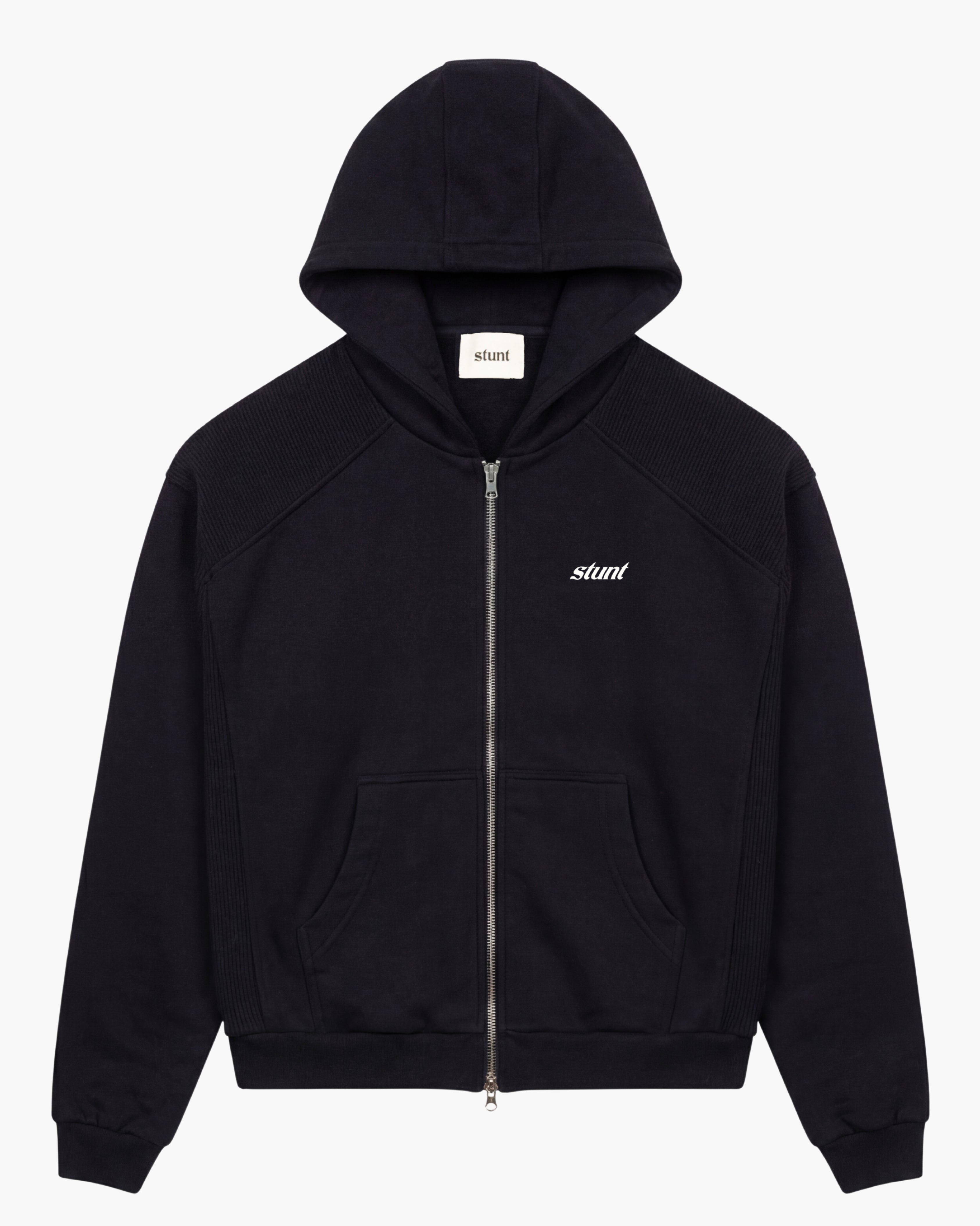 Black Heavy Cotton Logo Zip Hoodie