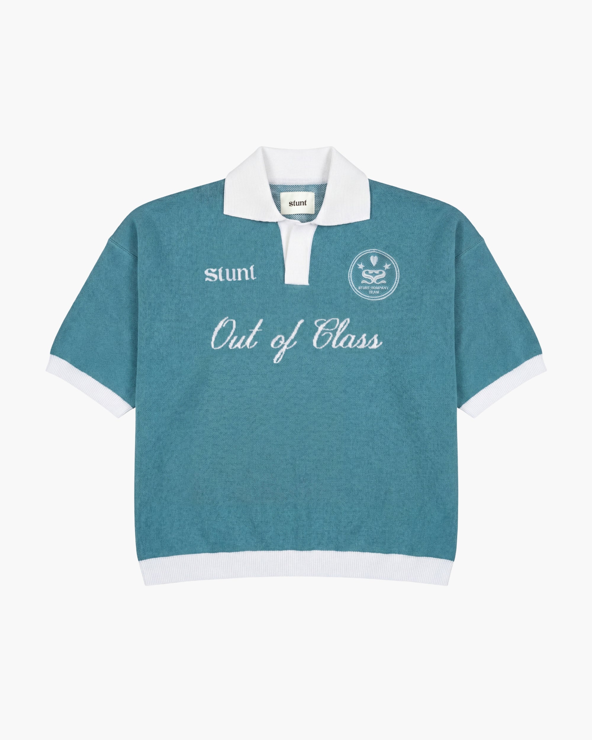 Deep Aqua "Out of Class" Cotton Knit Polo