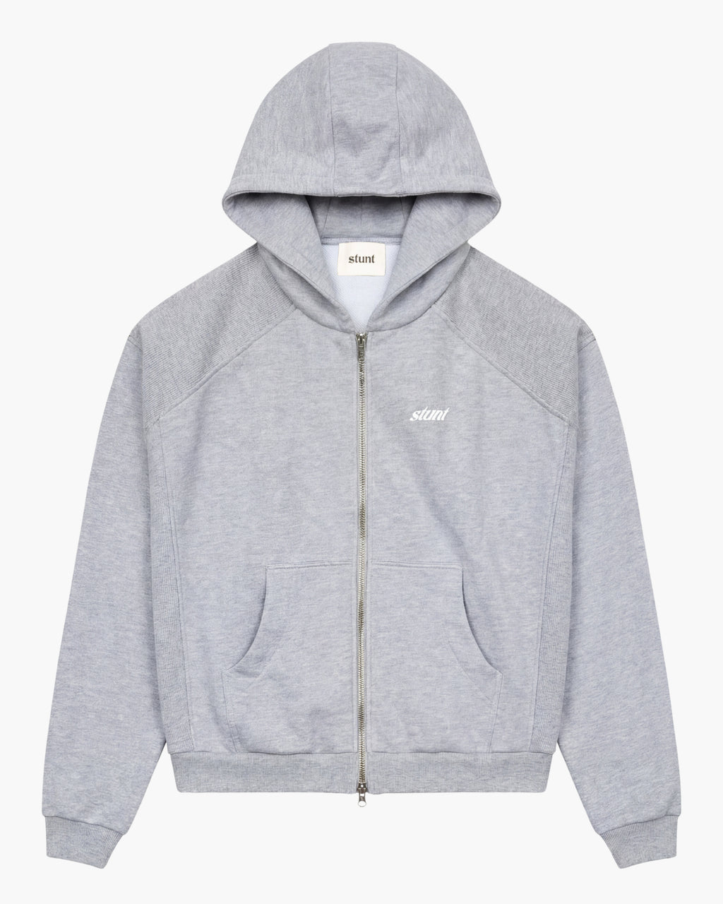 Grey Heavy Cotton Logo Zip Hoodie