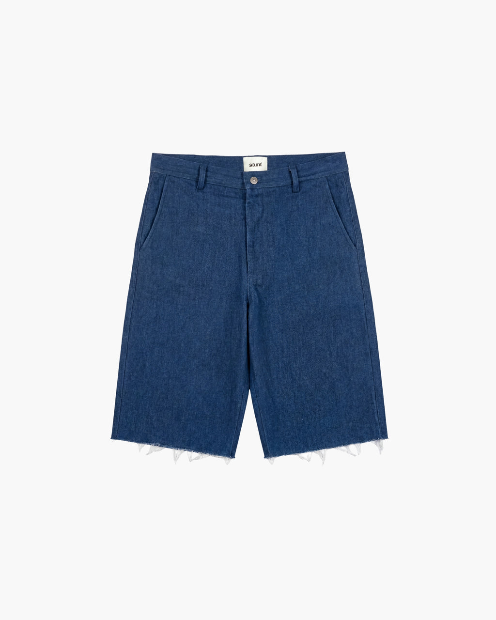 Indigo Raw Hem Denim Bermuda Shorts