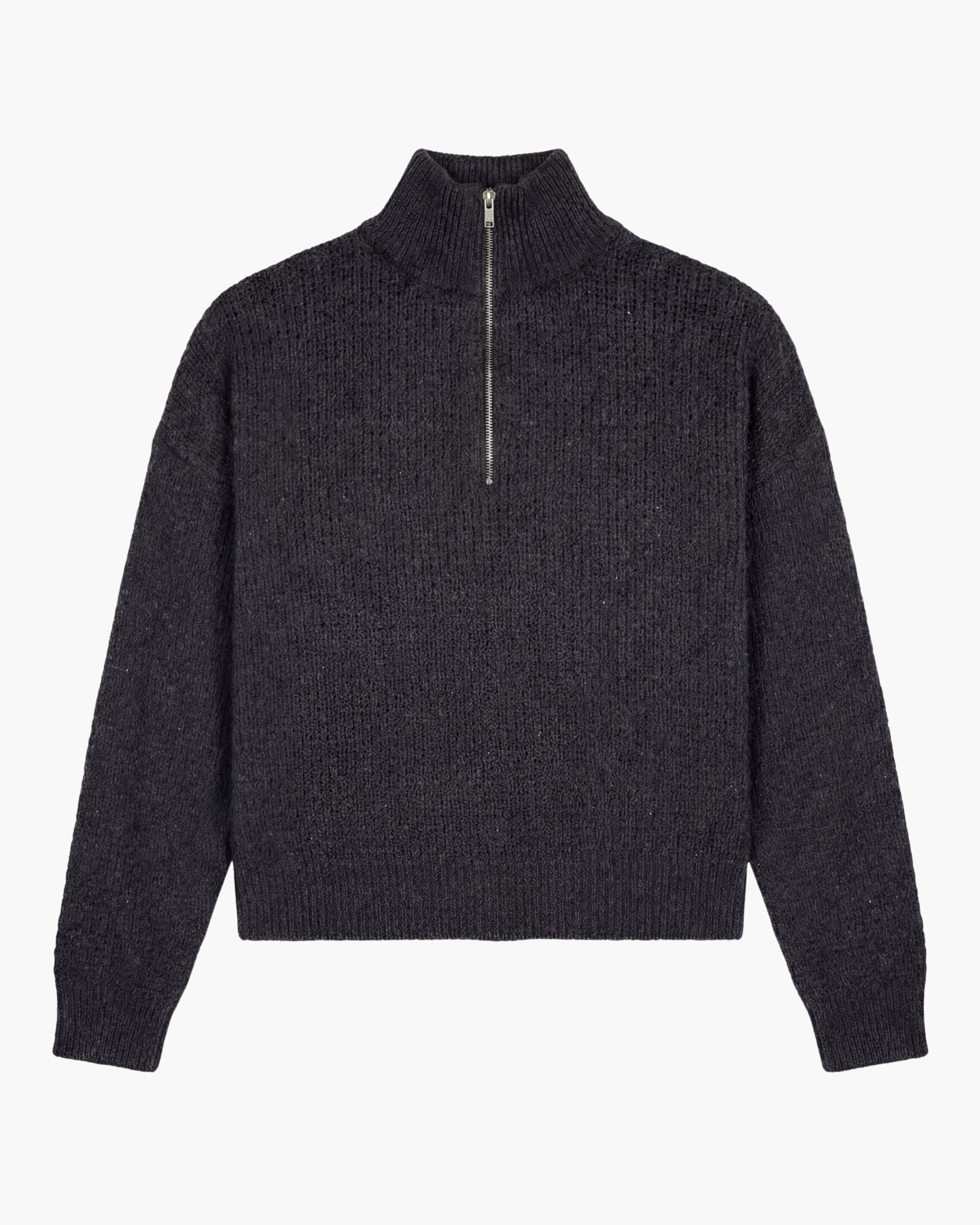 Graphite linen-cotton Half Zip