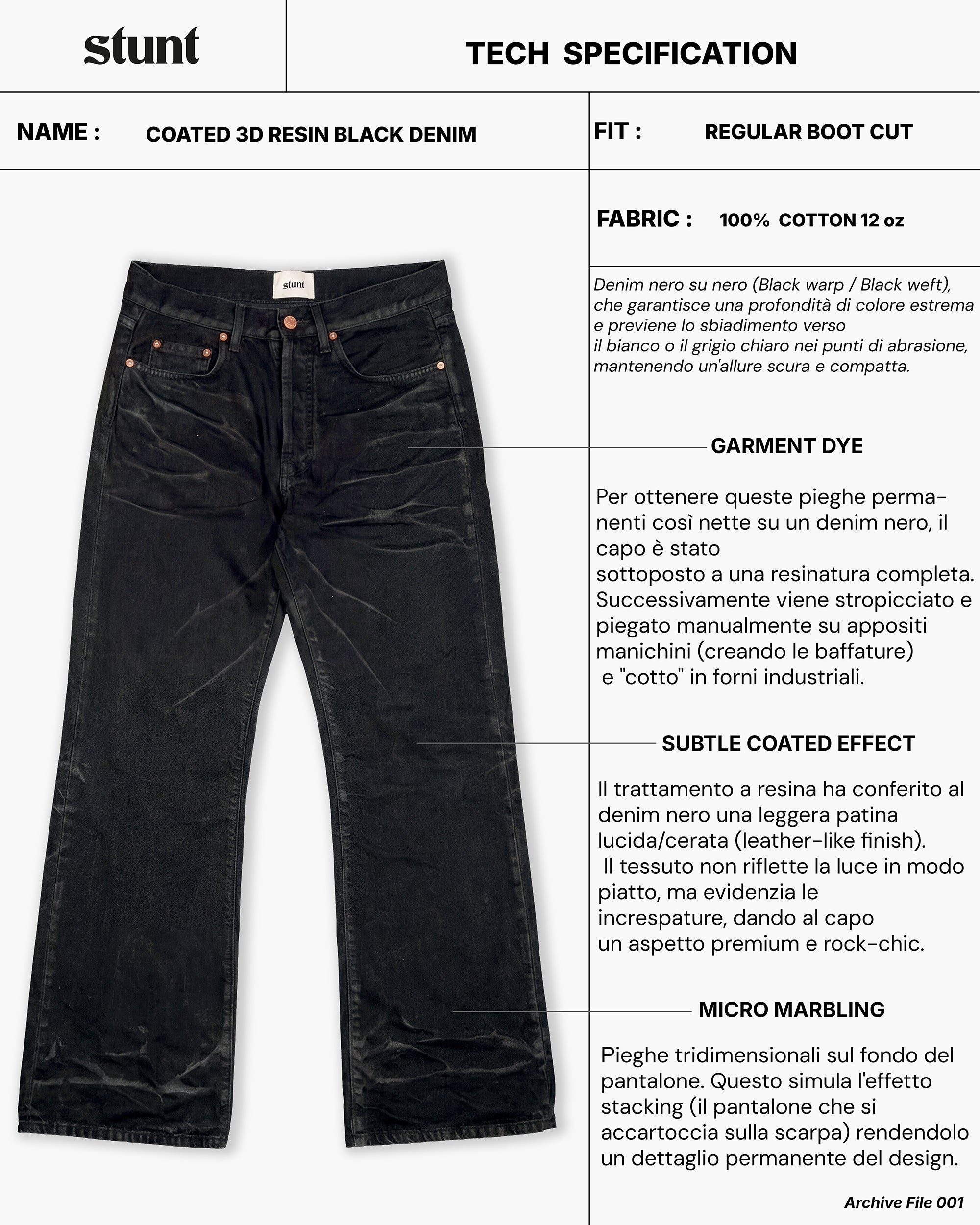 Coated Deep Black Bootcut Denim