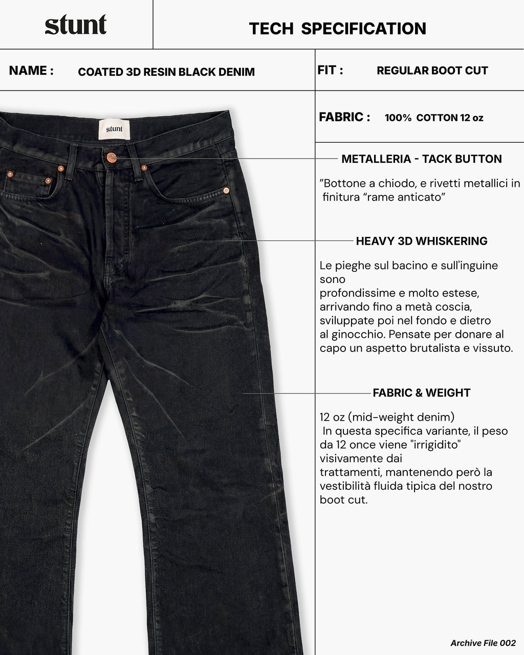 Coated Deep Black Bootcut Denim