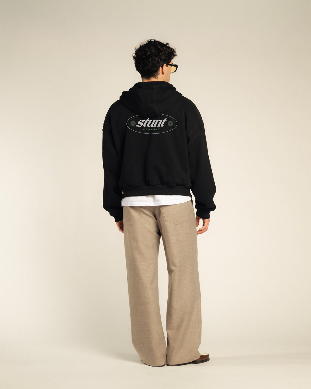 Black Heavy Cotton Logo Zip Hoodie