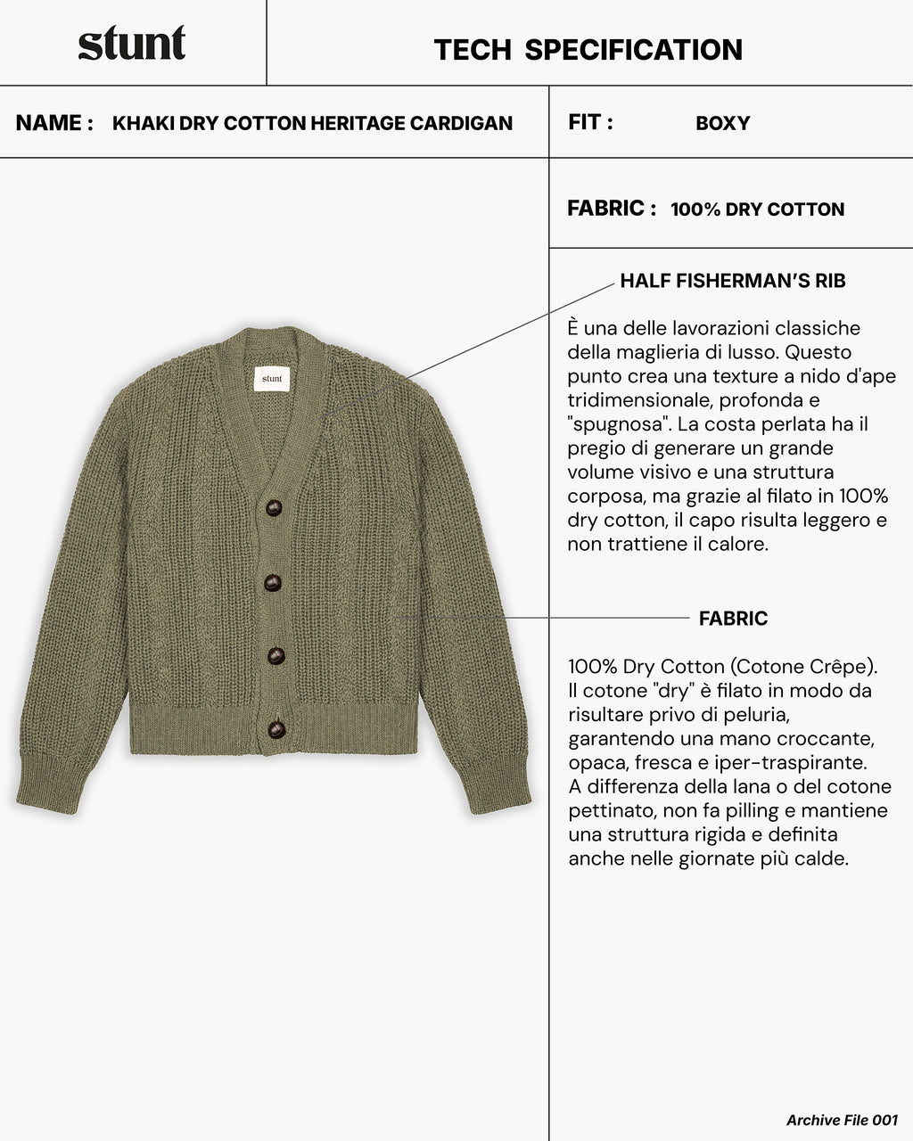 Khaki 100% Cotton Seed Stitch Cardigan