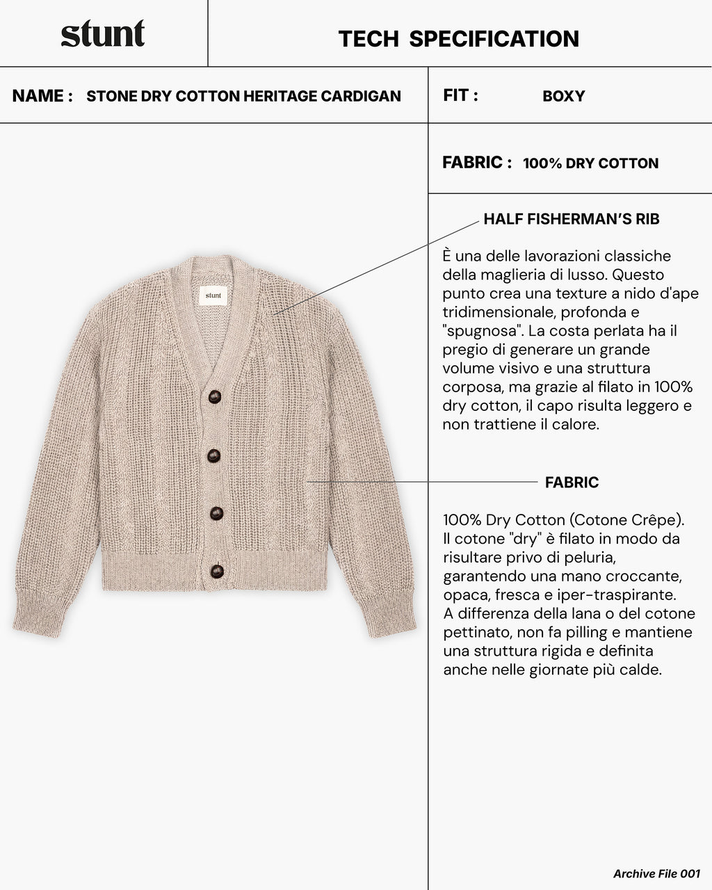 Stone 100% Cotton Seed Stitch Cardigan