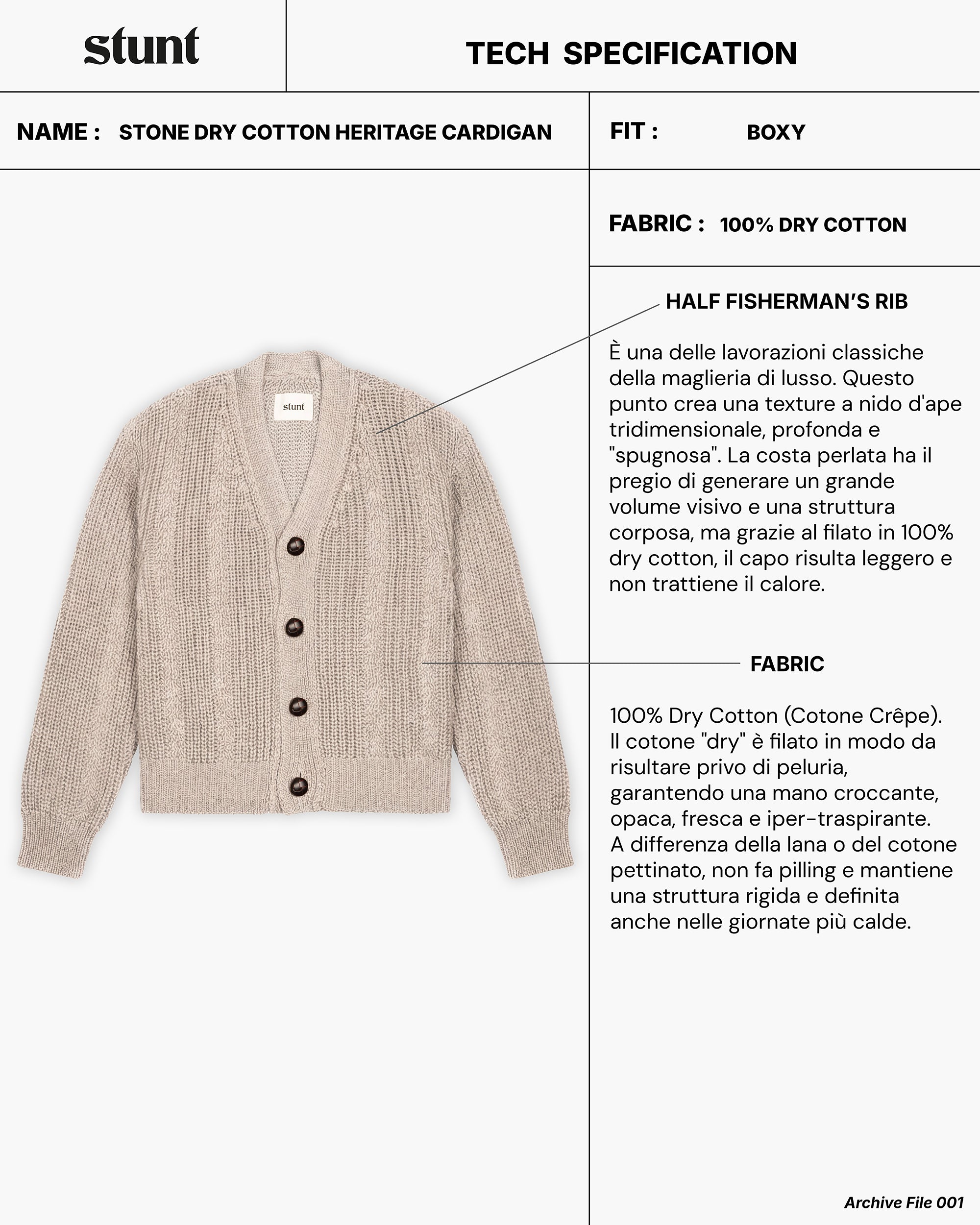 Stone 100% Cotton Seed Stitch Cardigan