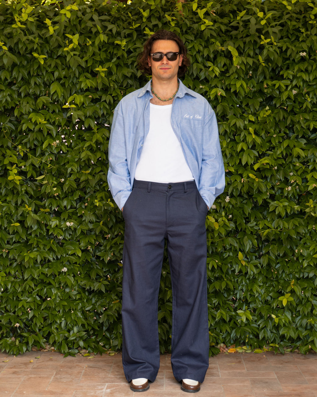 Indigo Bootcut Linen Pants
