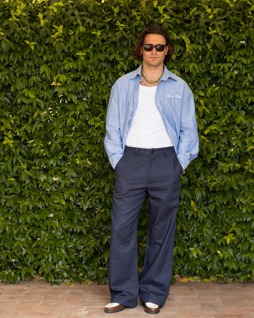 Indigo Bootcut Linen Pants