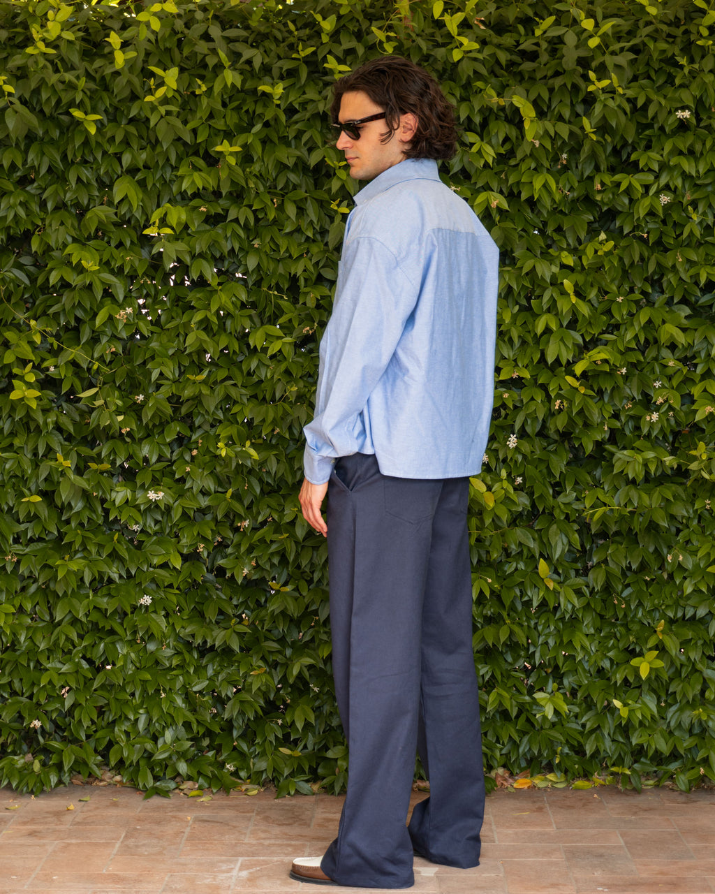 Indigo Bootcut Linen Pants