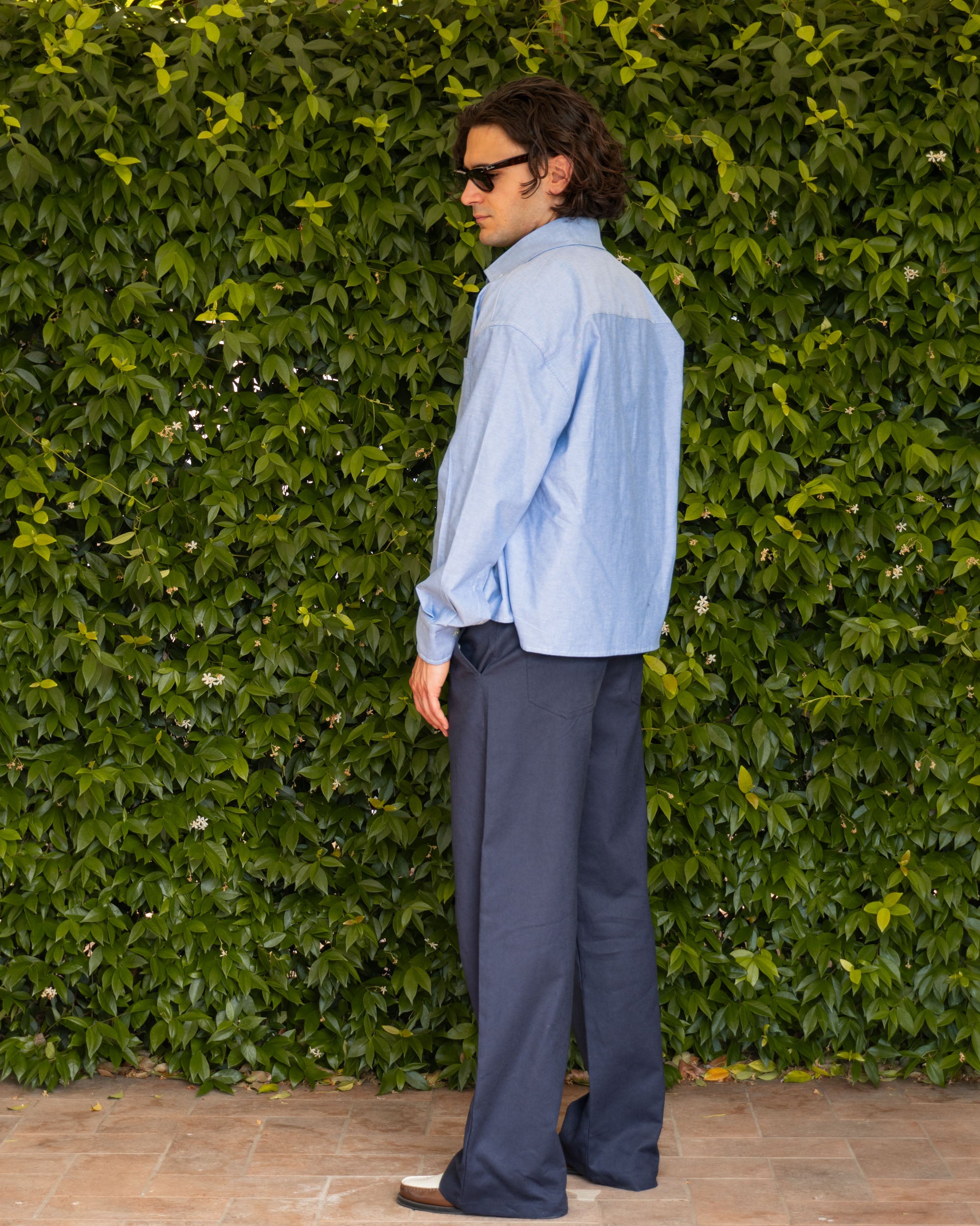 Indigo Bootcut Linen Pants