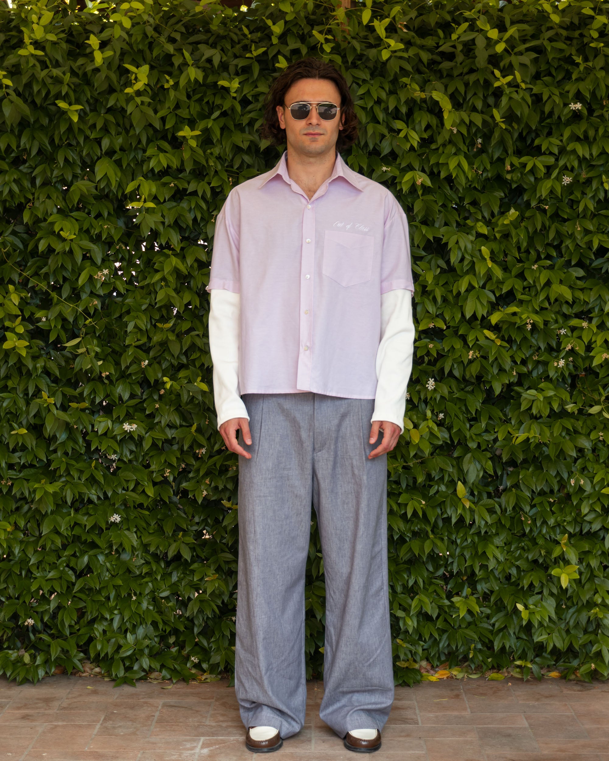 Mist Grey Wide Leg Linen Pants