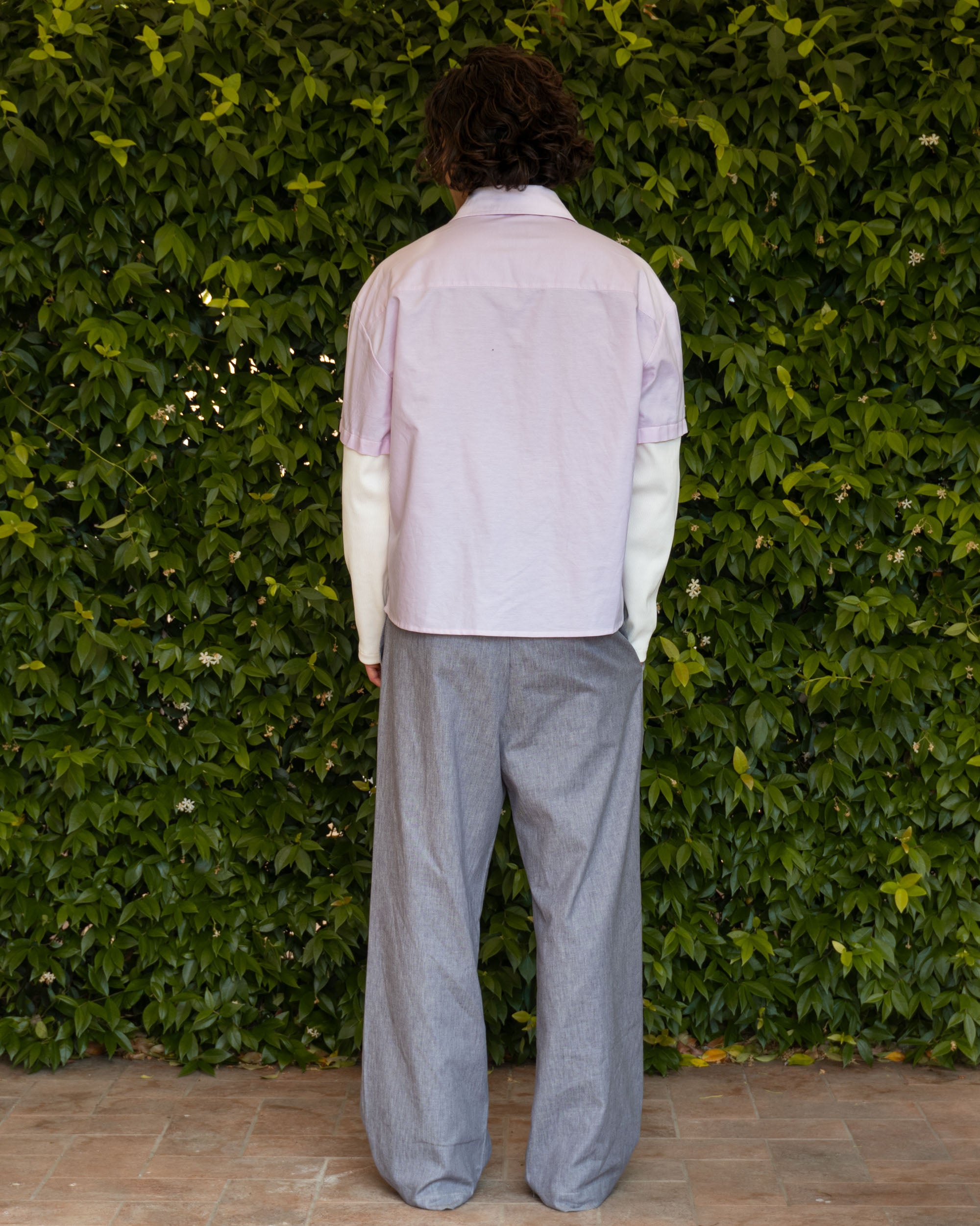 Mist Grey Wide Leg Linen Pants