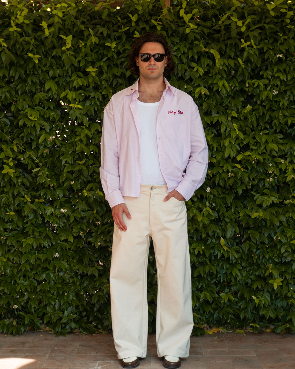 Ivory Cotton Baggy Pants