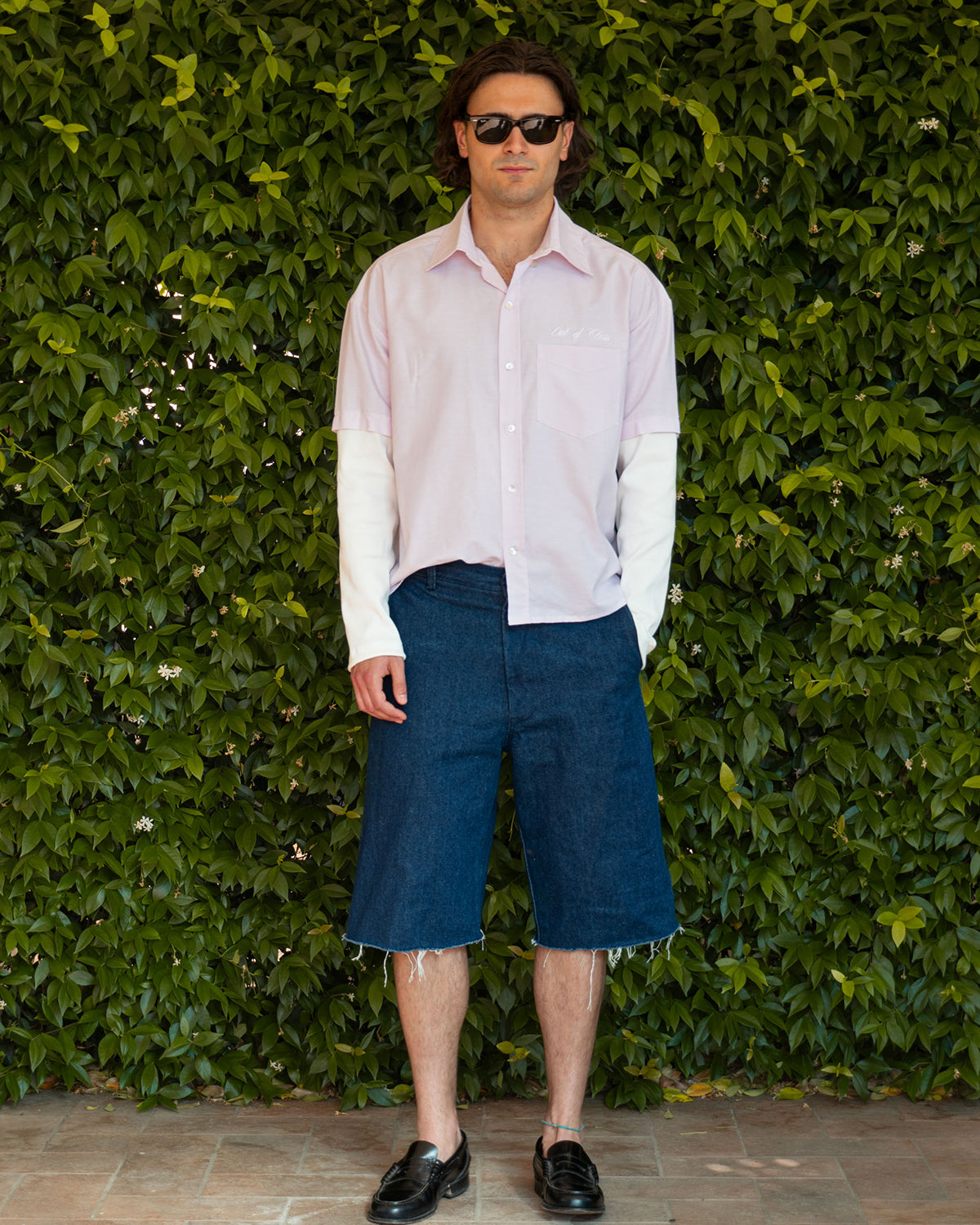Indigo Raw Hem Denim Bermuda Shorts