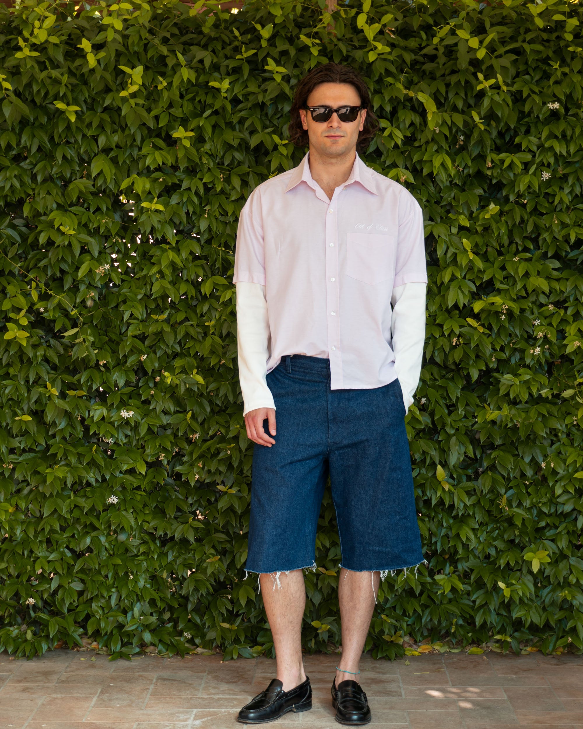 Indigo Raw Hem Denim Bermuda Shorts