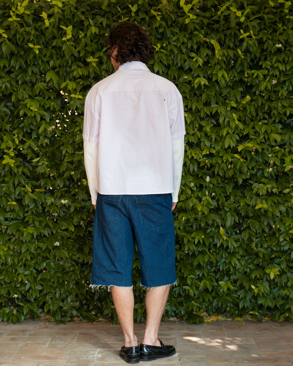 Indigo Raw Hem Denim Bermuda Shorts