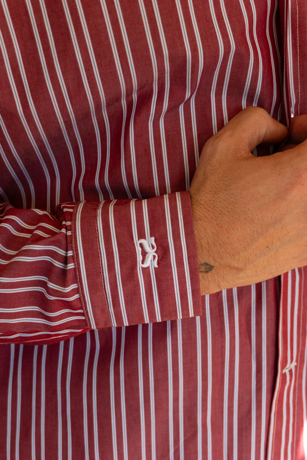 Cranberry Cotton Striped Shirt