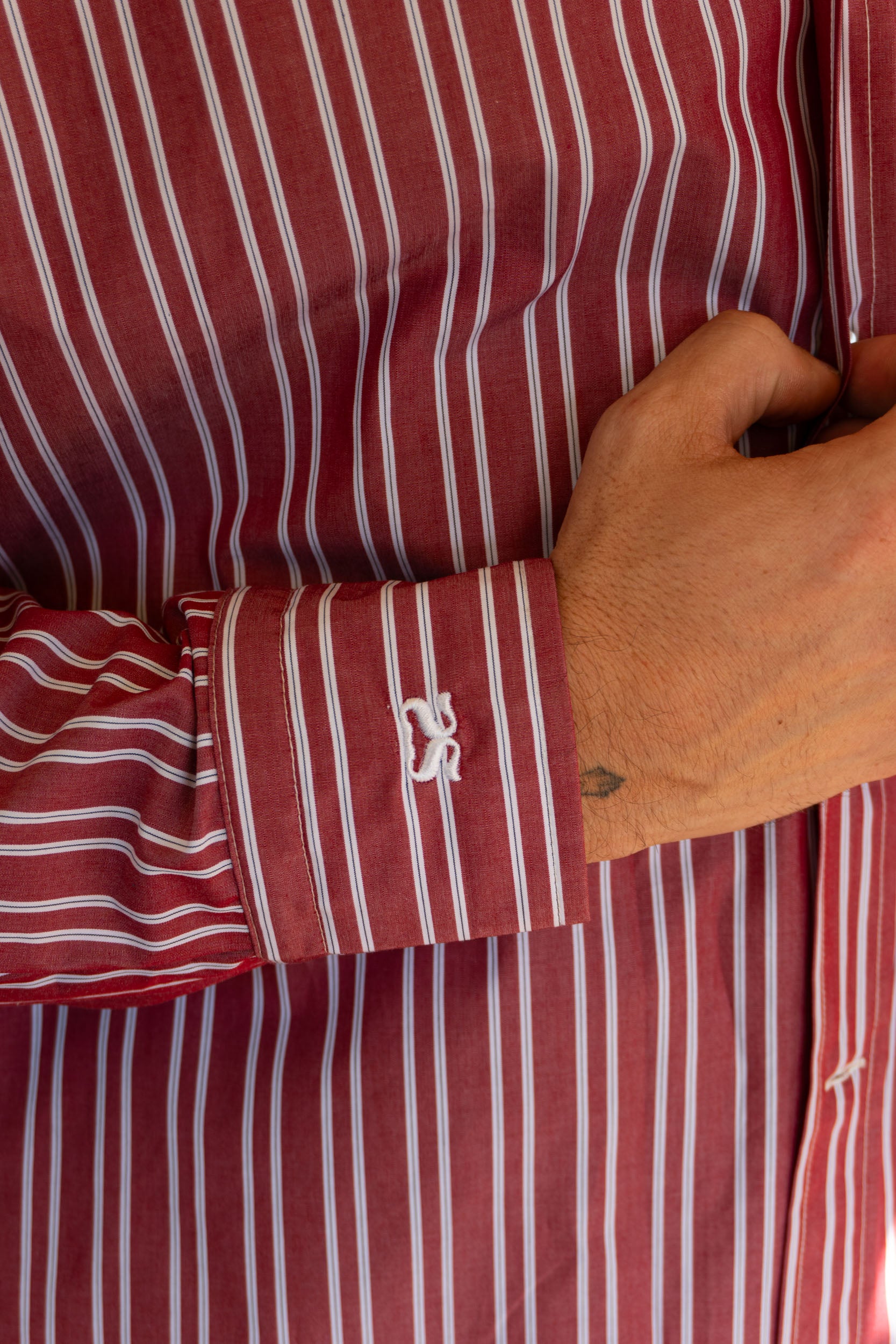 Cranberry Cotton Striped Shirt