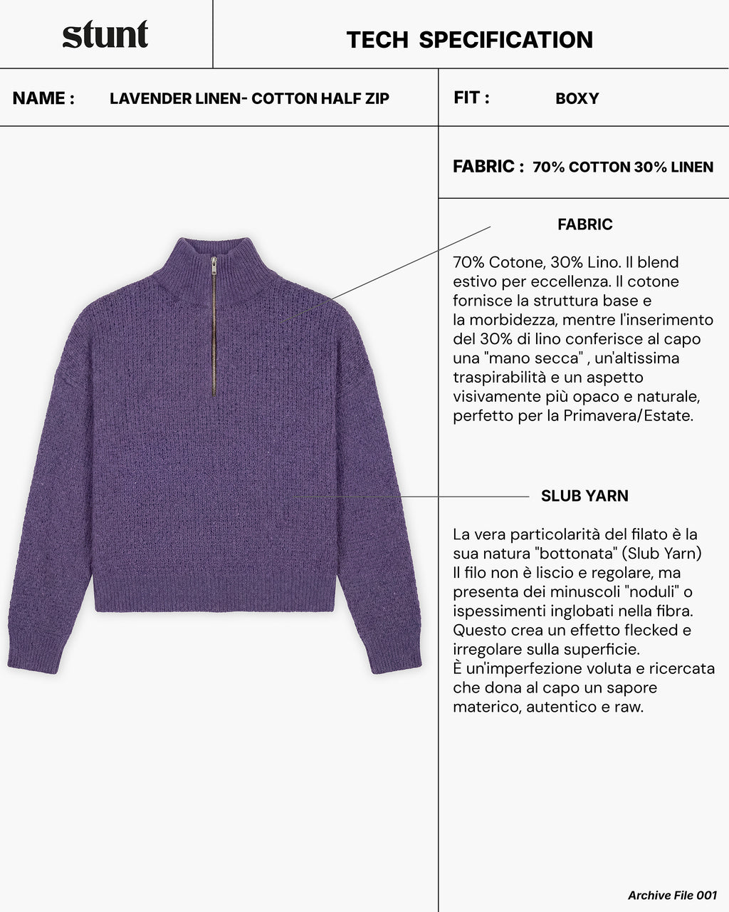 Lavender linen-cotton Half Zip