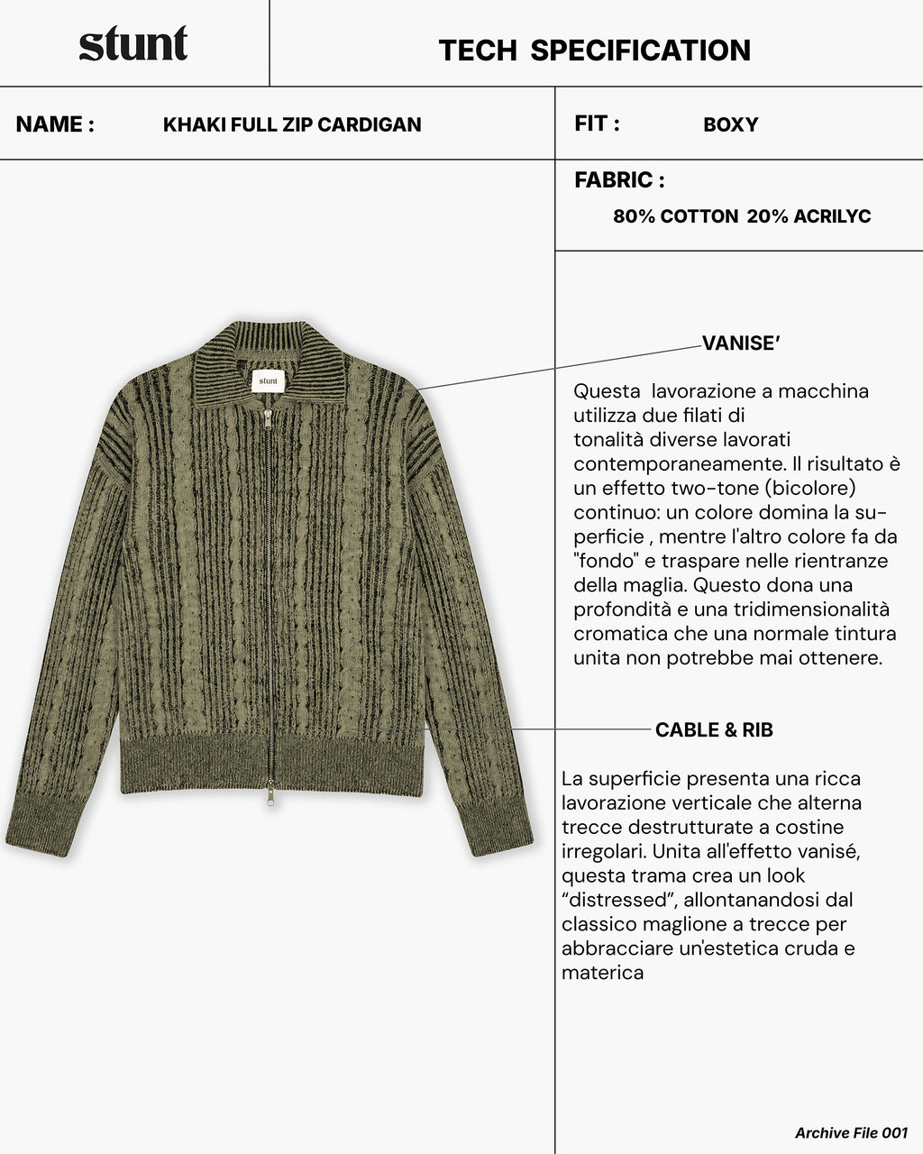 Khaki Full Zip Cardigan