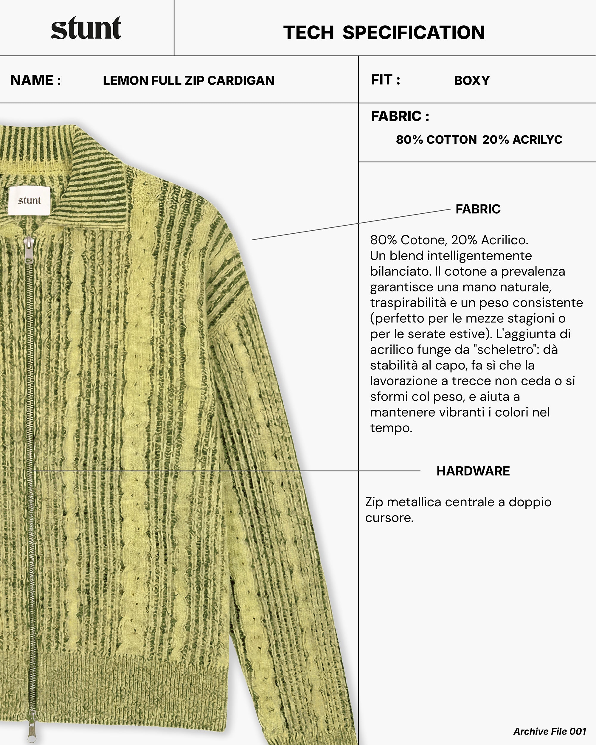 Lemon Full Zip Cardigan