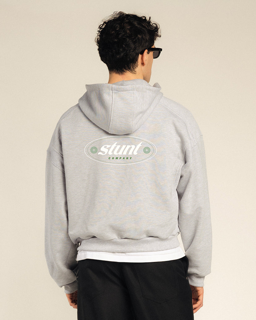 Grey Heavy Cotton Logo Zip Hoodie