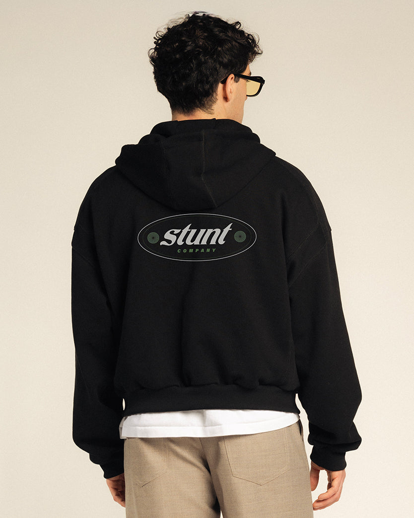 Black Heavy Cotton Logo Zip Hoodie