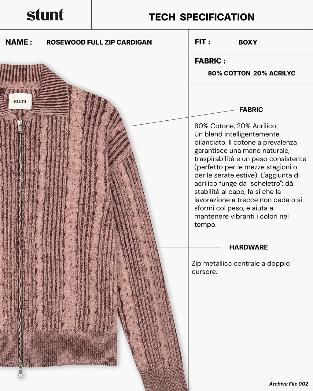 Rosewood Full Zip Cardigan