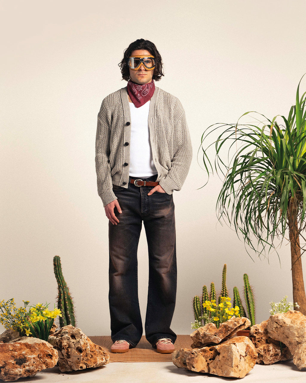 Washed Brown Bootcut Denim