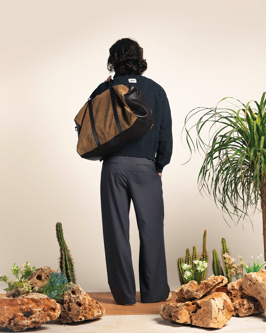 Graphite linen-cotton Half Zip