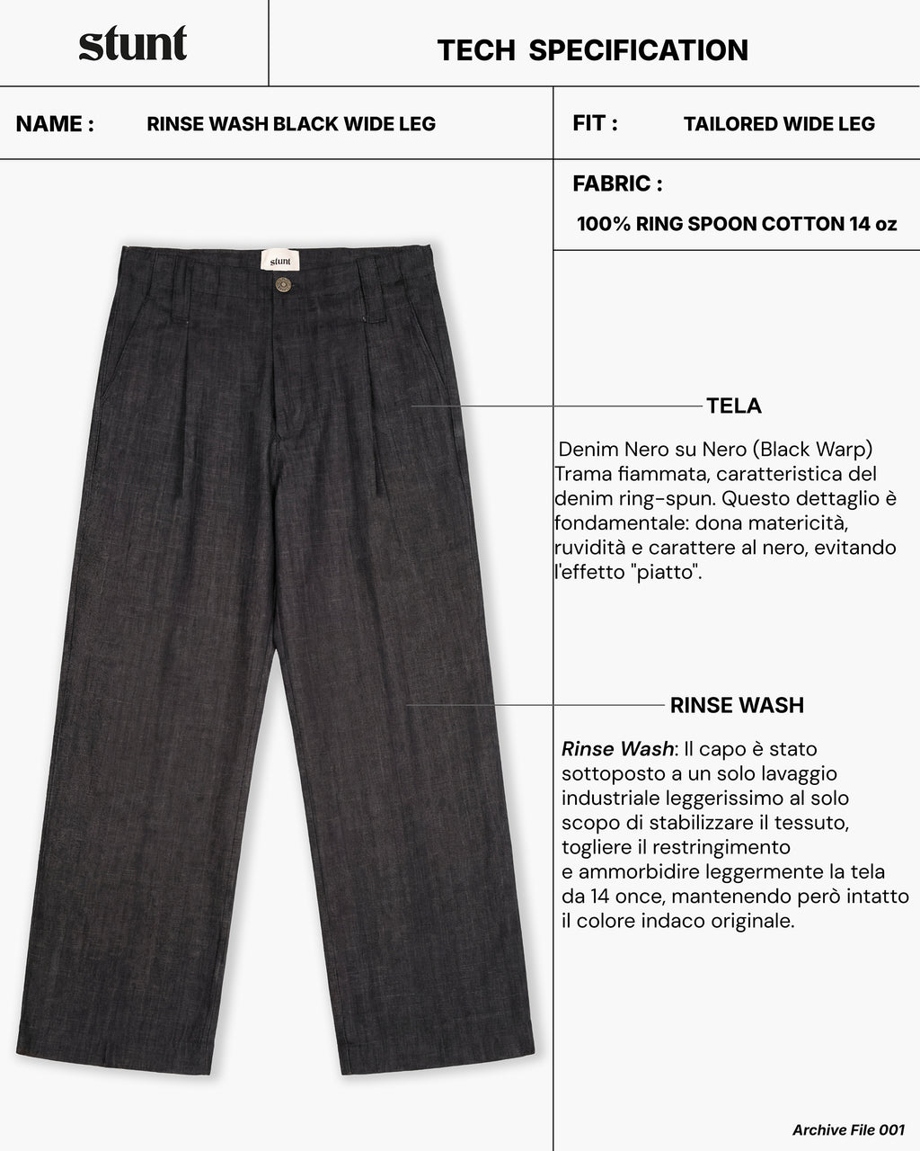 Concrete Black Wide Leg Denim Pant