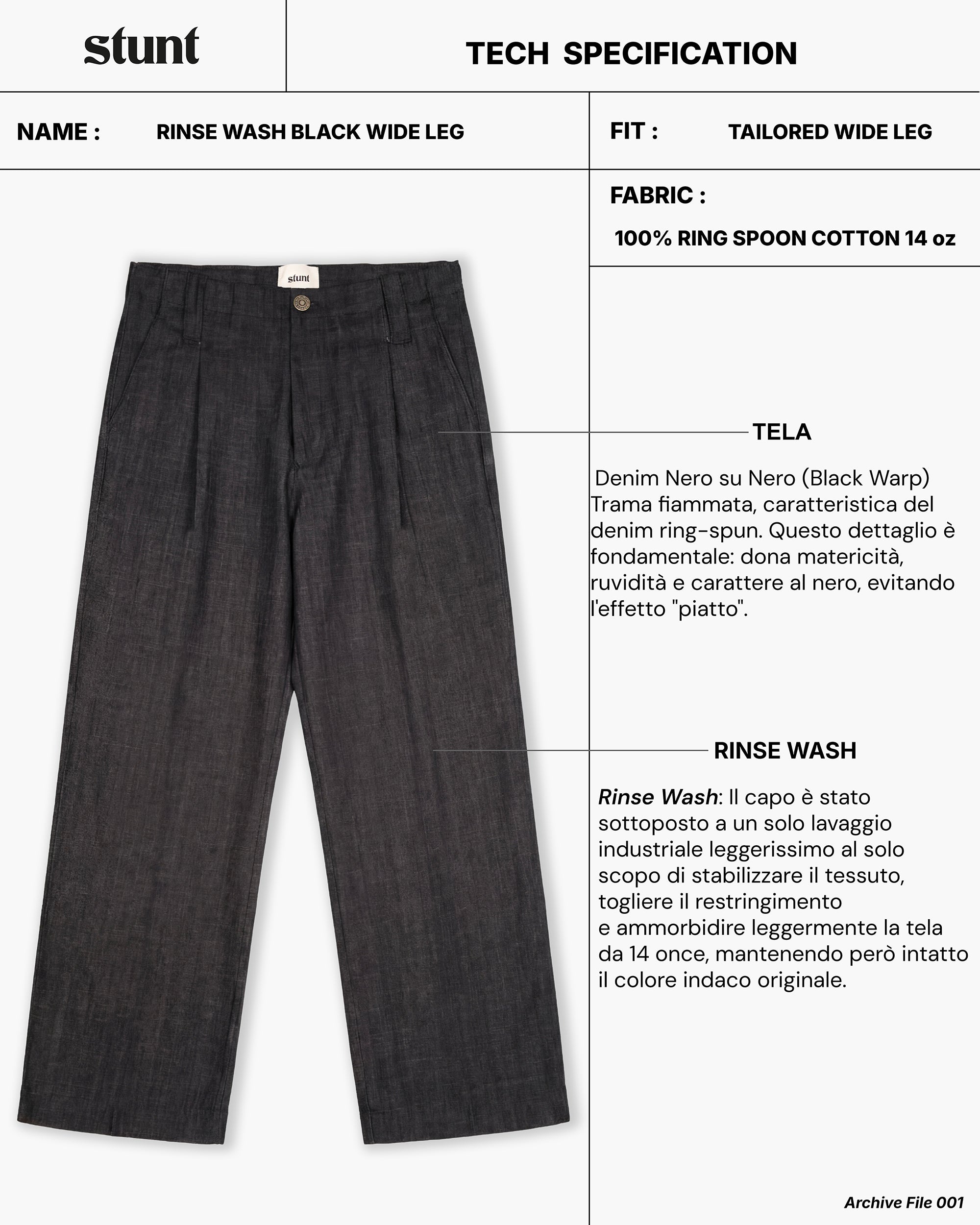 Concrete Black Wide Leg Denim Pant