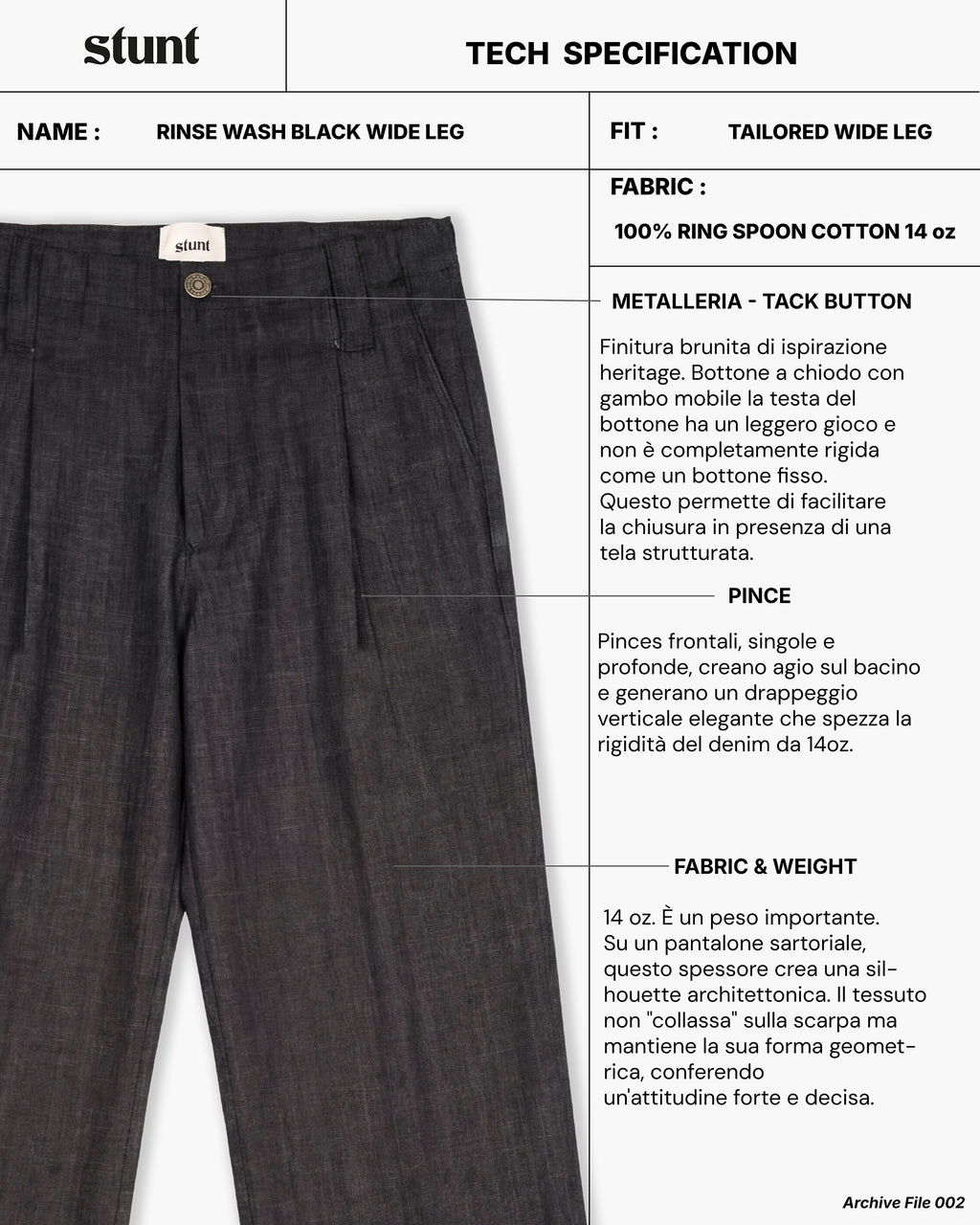 Concrete Black Wide Leg Denim Pant