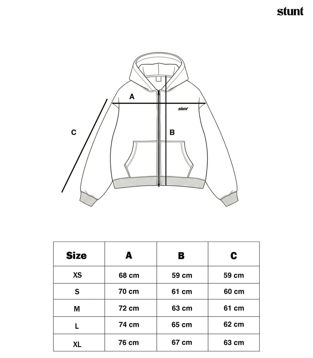Logo Zip Hoodie size guide